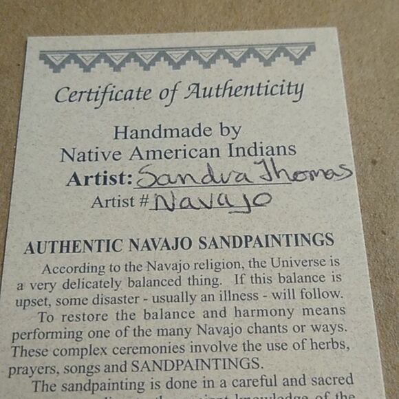 Navajo Sand Painting by Sandra Thomas Wooden Frame Native American Art - Picture 6 of 10